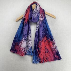 MARC JACOBS Scarf OS Cotton Abstract Graphic Print Jersey Wrap Purple 13" x 36"